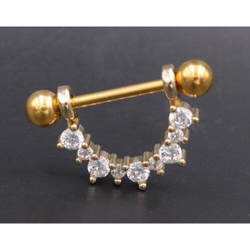 Starbeauty 2 pcs/lot Crystal Golden Ball Nipple Piercing Mamilo, Sexy Nipple Ring Body Jewelry Unique Nipple Rings Body Jewelry