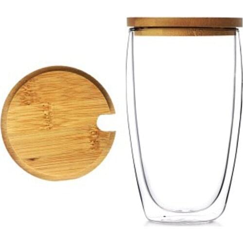 250 / 350 / 450 / 650 ml Double Wall Glass Coffee Cup With Bamboo Lid Daily Drinkware Juice Mug Personal Water Tea Cup BODUM
