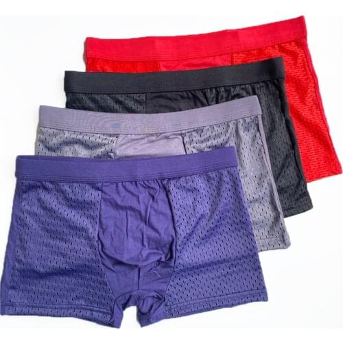 Bamboo Fiber Boxers Shorts Summer Male Panty Hole Breathable Ice Silk Underpants Mesh Homewear