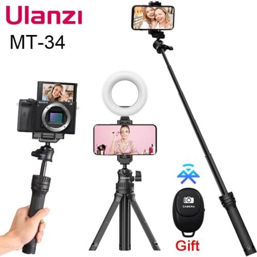 Ulanzi MT-34 Extendable Smartphone Selfie Tripod with Phone Mount 80cm Vlog SLR Mobile Tripod for iPhone 12 Pro Max 11 Sony ZV1