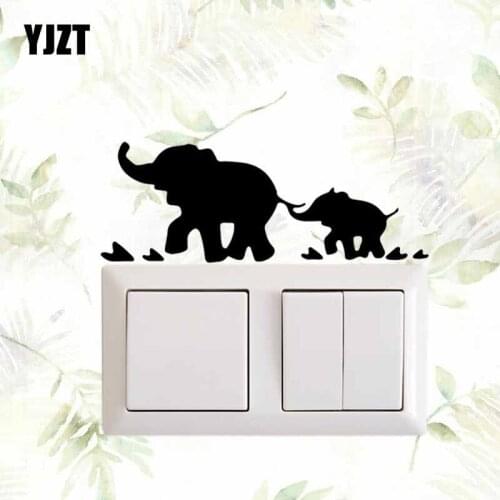 YJZT Momma & Baby Elephant Vinyl Switch Sticker Living Room Decor Wall Decal Animal Pattern Funny Cartoon 17SS-0570
