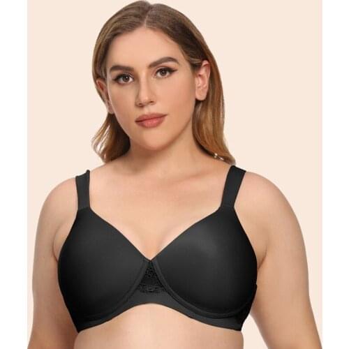 Plus Size Seamless Bra Wireless Wide Strap Thin Cup Brallete Sexy Push Up Black Lace Bra Large Clothing for Women 90 100 C D F