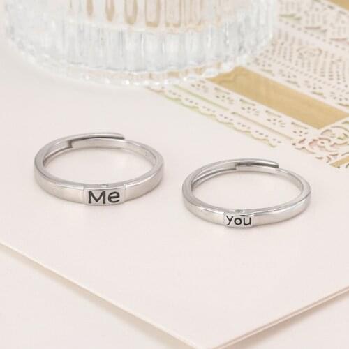 2021 Fashion Lettering Me You 925 Sterling Silver Ring Silver Color Romatic Design Wedding Couple Valentine Day Anniversary Gifr