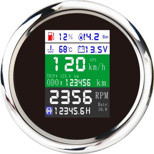 6 in 1 Multi-functional Digital Gauge GPS Speedometer Tachometer Fuel Level Water Temp 0~10Bar Oil Pressure With Alarm 85MM
