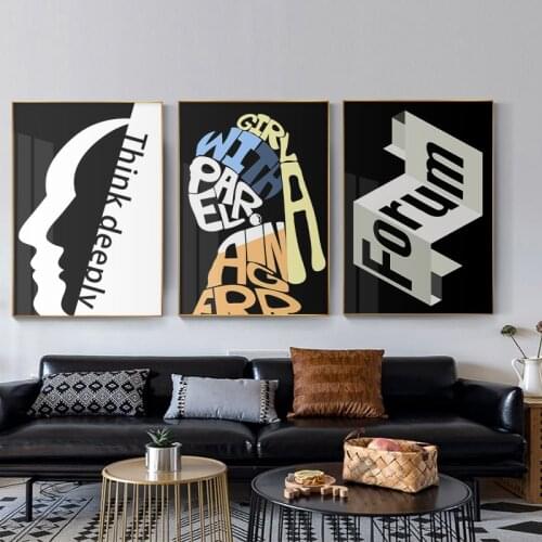 Girl Alphabet Abstract Creative Mural Picture Canvas Painting Poster and Living Room Interior Decoration Print