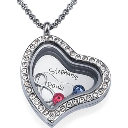 AIYANISHI Custom 925 Silver Name Necklaces Personalized Birthstone Friends Heart Templates Necklaces Pendant Personalize Gifts
