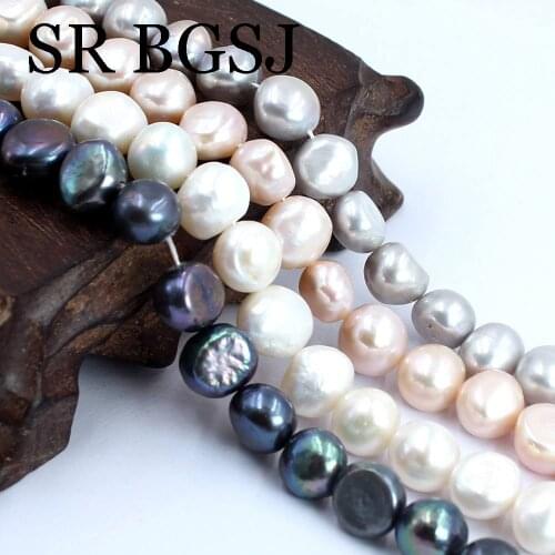 Free Shipping 10-11mm White Pink Black Grey Baroque Potato Natural Freshwater Pearl Jewelry Findings DIY Spacer Beads 14"