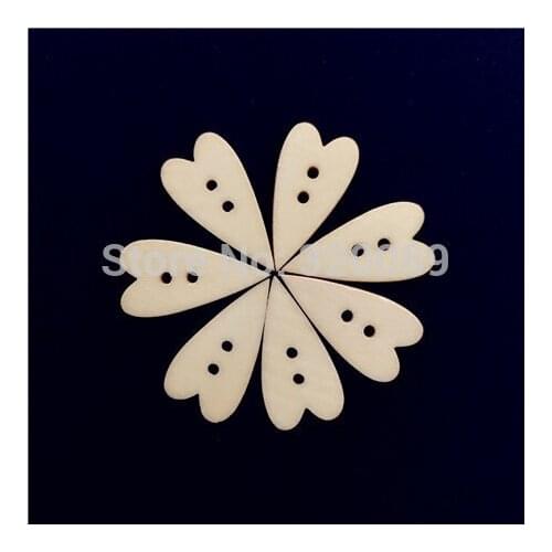 100pcs 11x21mm Natural Pretty Heart Wood Buttons 2 Holes Sewing Accessories Cardmaking Scrapbook Embellishments