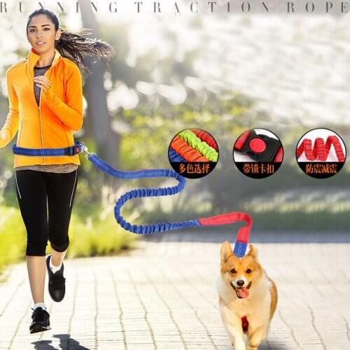 New Dogs Leash Running Elasticity Hand Freely Pet Products Dogs Harness Collar Jogging Lead and Adjustable Waist Rope Dog Chain