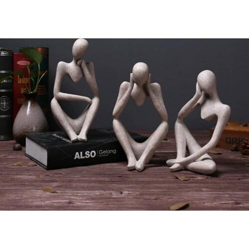Forgetive Resin Statues Creative Abstract Thinker People Sculptures Miniature Figurines Craft Office Home Decoration Accessories