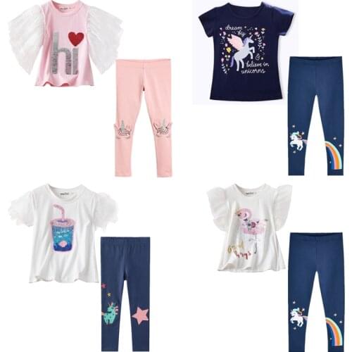 Summer Spring Girls&Boys Clothing Set Kids Unicorn Cartoon T-shirt&Animal Print Leggings Children Cotton Casual Clothes Suits