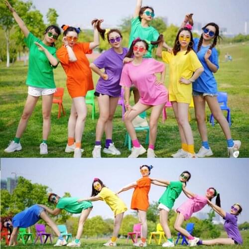 100% Cotton Loose Candy Color Ladies T-shirt Round Neck Party Customized Team Short-sleeved Oversized T-shirts For Men And Women