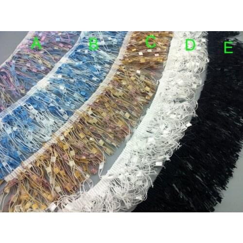 5 yard 4.5cm 1.77" wide black/white/blue/purple/khaki tassels fringe lace trim ribbon P557ML1