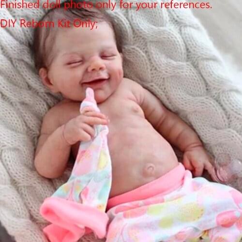 NPK bebe reborn doll kits sleeping April smiley face very soft touch fresh color unpainted unfinished infant doll parts