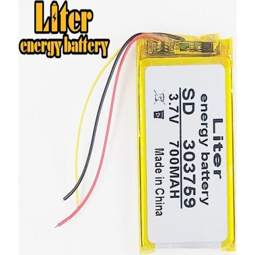 3 line 3.7V 700mAh [303759] Polymer lithium ion / Li-ion battery for bluetooth earphone,samrt watch,GPS,mp3,mp4,speaker