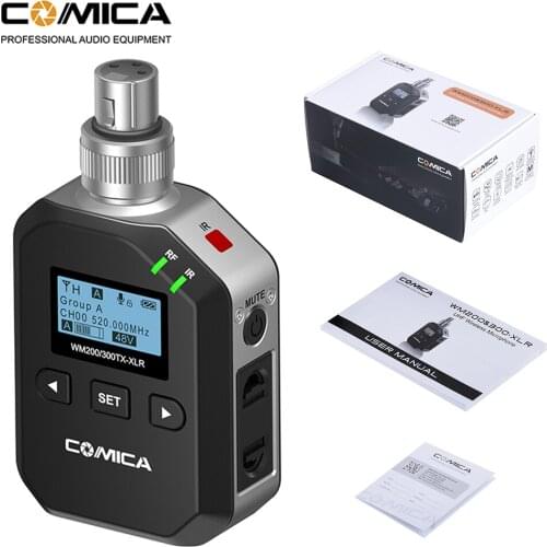 CoMica WM200/300-XLR 96-Channel Microphone Wireless UHF Interface XLR Transmitter With RF Signal Strength Adjustment