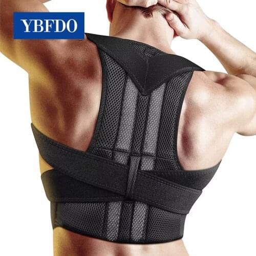 YBFDO Men Adjustable Adult Corset Back Posture Corrector Therapy Shoulder Lumbar Brace Spine Support Belt Posture Correction