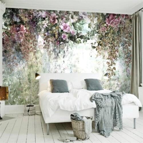 Custom 3d wallpaper mural retro hand-painted flowers European style living room background wall plant decoration wallpaper