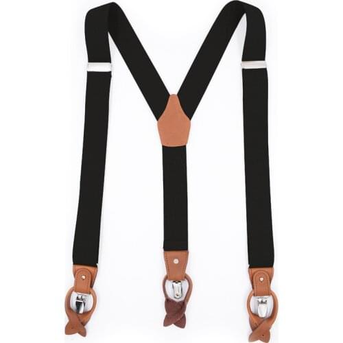 Genuine Leather Suspenders Fashion Braces Mans Suspenders Buttons Suspensorio Trousers Strap Father/Husbands Gift 3.5*120cm