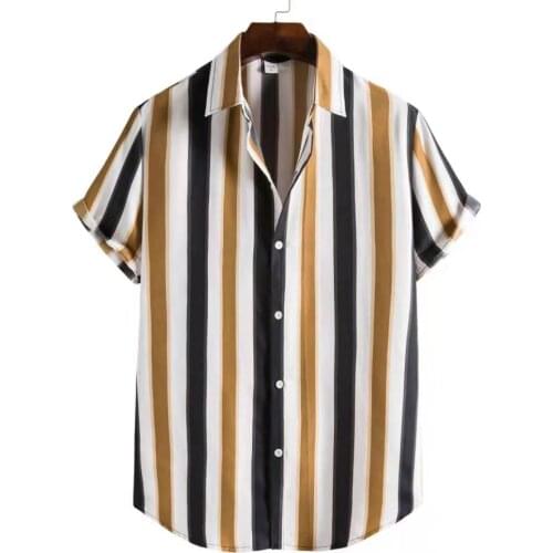 2021 European and American mens new shirt printing casual mens short-sleeved shirt lapel shirt men