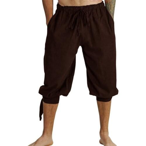 Pirate Viking Renaissance Leg Bandage Loose Pant Halloween Costumes for Mans Adult Pants Men Medieval Trousers Cosplay Costume
