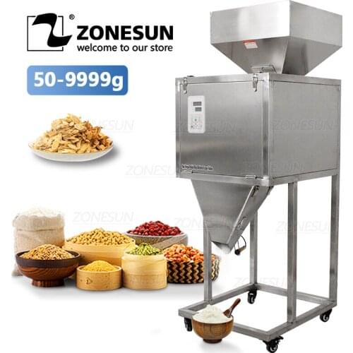ZONESUN 50-9999g Semi-automatic Dry Powder Filling Weighing Machine Granule Rice Materials Food Filler Packing Machinery