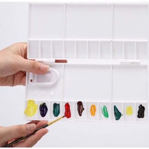 25 Grid Watercolor Box Empty White Palette Plastic for Paint Tray Box Artist Half Pans Case Art Beginners Drawing Painting Tools