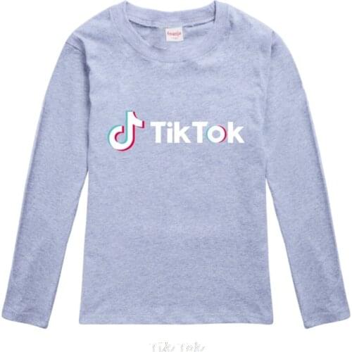 Long-sleeved shirt Tik Tok childrens round neck sweater childrens spring cotton clothes Autumn boys and girls