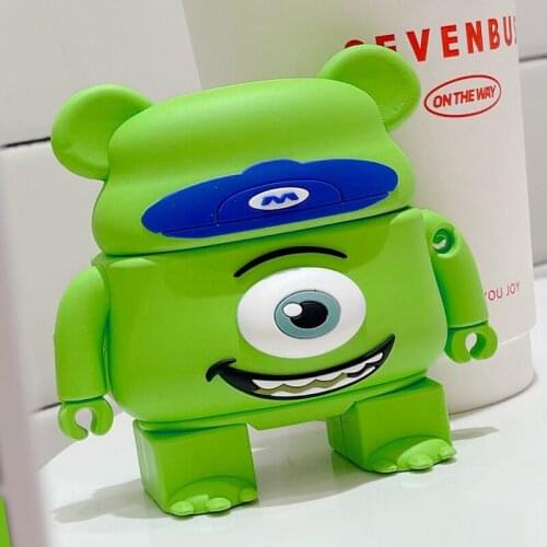 Bear and Green Little Monster Silicone Case for Airpods 1 2 Cartoon Cute Case for Apple Pro Wireless Earphone Cover Charging Box