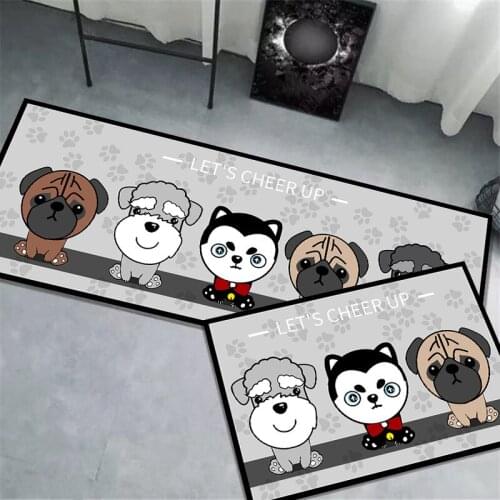 Modern 3D Printed Kitchen Mat Cartoon Cute Dog Series Long Strip Rug For Home Living Room Pattern Decoration Antislip Floor Mats