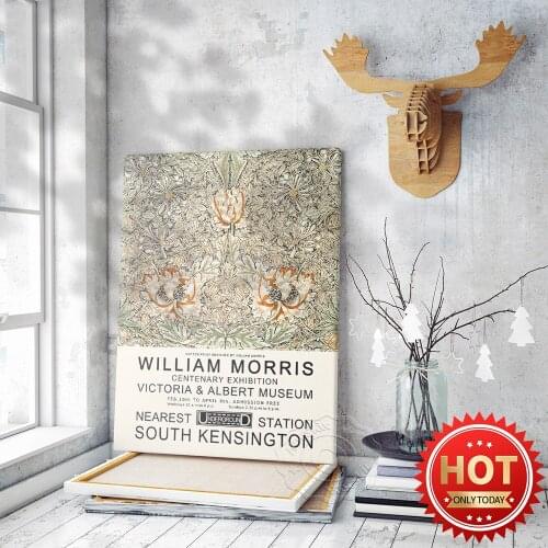William Morris Victoria &Albert Museum Exhibition Poster, Morris Flower Gallery Decor Prints, Centenary Exhibition Mural, Gift