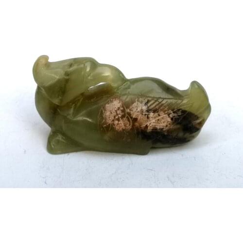 YIZHU CULTUER ART Collected Ancient China Jade Carving Lovely Bird Statue Pendant Decoration