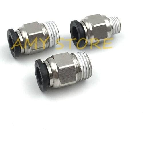 1Pc Black PC 10mm -1/8" 1/4" 3/8''1/2" BSPT Threaded Male Straight Pneumatic Air Hose Tube Push In Quick Connector Pipe Fittings