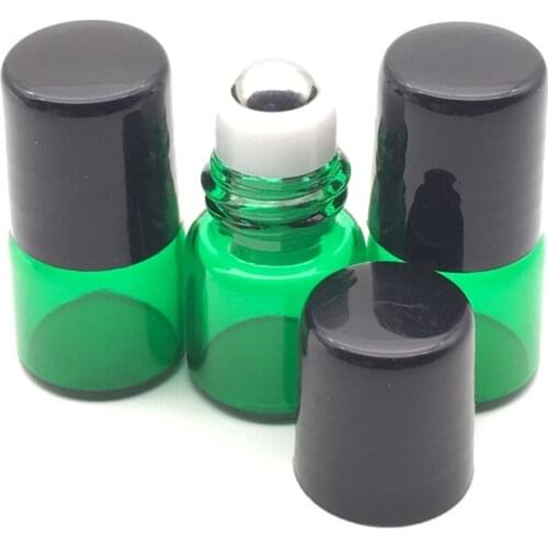 1pcs Mini Green Roll on 1ml Glass Bottles for Essential Oils Roller Refillable Perfume Roller Bottle Free Shipping