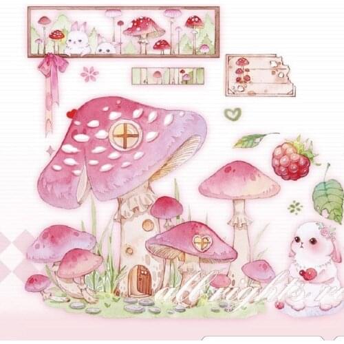10 meter Scrapbookig Washi Tape Roll Journal Careless Studio Mushroom Rabbit 2 PET