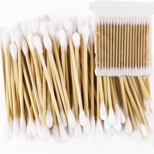 100pcs/pack double-headed cotton swabs ladies makeup cotton swabs wooden stick nose and ears cleaning health tools