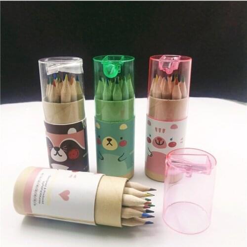 12pcs Colorful Mini Cute Pencils Set Child Gift Wooden Sketch Drawing Painting Writing Pencil With Sharpener