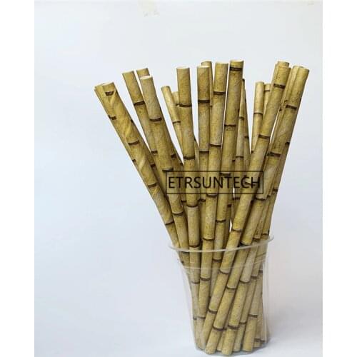 2000pcs Paper Straw Bamboo Style Straw Drinking Decoration Cake Childrens Party Decoration Disposable Tableware Bar Tool