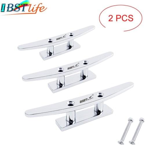 2X Stainless Steel 316 Low Flat Cleat Boat Cleats Deck Rope Cleat Mooring Dock Cleat Marine Hardware Yacht Accessories Lock bolt