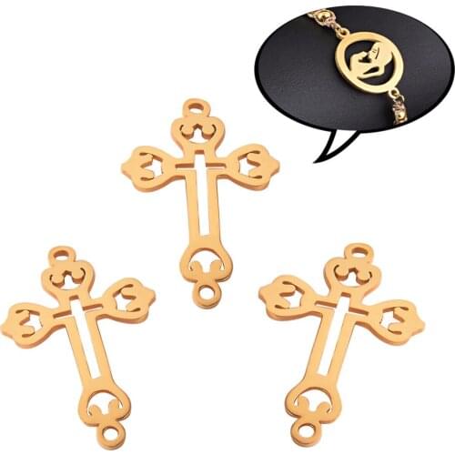 3Pcs Stainless Steel Cross Pendant Charms Jewelry Accessories DIY Tags For Men Necklace and Bracelet