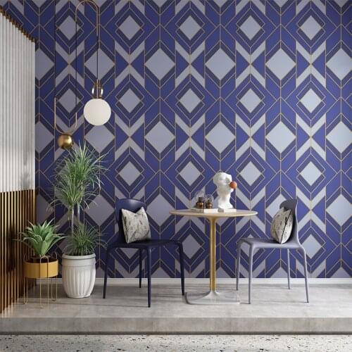 Nordic Geometric Rhombus 3D Wall Papers Non Woven Lattice Wallpaper Roll 3D for Living Room Shops Background Mural Papel Pintado