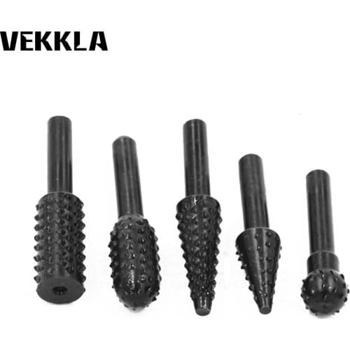 5Pcs 6mm Shank Steel Wood Rasps Carving Grinding Head Rotary Kit Reaming Slotting Pack Set 10/21/25/29mm Chamfering Woodworking