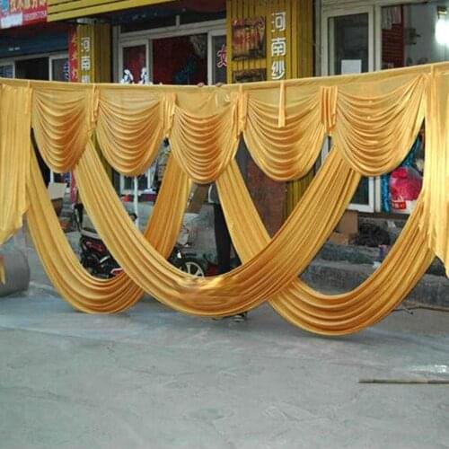 6 meter length wedding backdrop party decoration ice silk fabric drapery gold swag stage background drape curtain backdrop swags