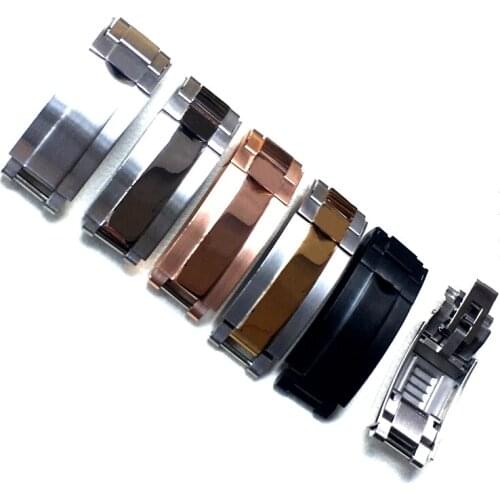 9mm Stainless Steel Buckle Brushed Silver Gold Black ROLE Buckle Oyster Lock For Daytona Submariner GMT Role Easy Adjust Clasp