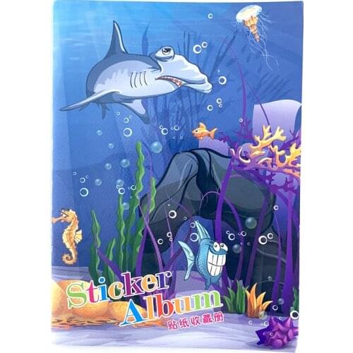 Childrens Cartoon Sticker Album Marine Life Ocean Fish Kindergarten Early Education Sticker Collection Book Home Decor