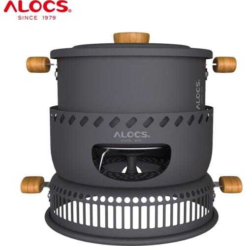 ALOCS CW-C33 Outdoor Cookware Camping Cooking Gas Stove Burner with 2L Pot and Windshield Backpacking Hiking Camping Picnic BBQ