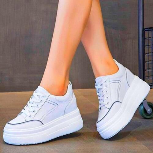 Ankle Boots Womens Cow Leather Fashion Sneakers Lace Up Platform Wedge High Heels Oxfords Comfort Casual Shoes 39 35 36 37 38
