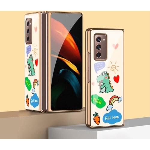 Z Fold2 5G Funda Case for Samsung Galaxy Z Fold 2 Case Cartoon Cute Little Dinosaur Patterned Coque Phone Case Cover Capa