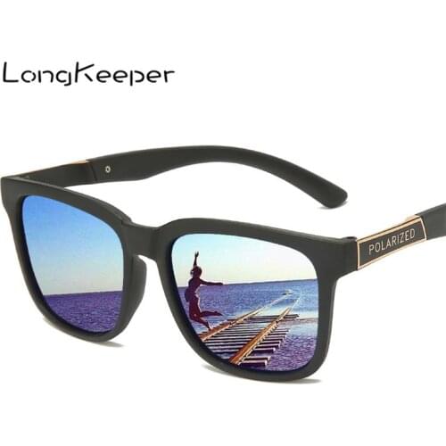 LongKeeper TR90 Polarized Sunglasses Men Sun Glasses Fashion Women Square Black Driving Travel UV400 oculos de sol masculino