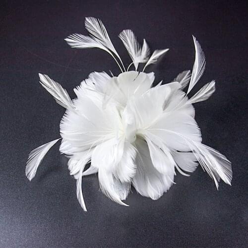 White Goose Feathers Flower Headdress DIY Wedding Corsage Decoration Carnival Clothes Accessories Fluffy Plumes Crafts Wholesale